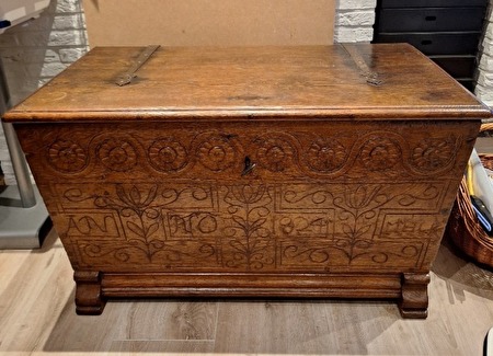 antieke houten koffer